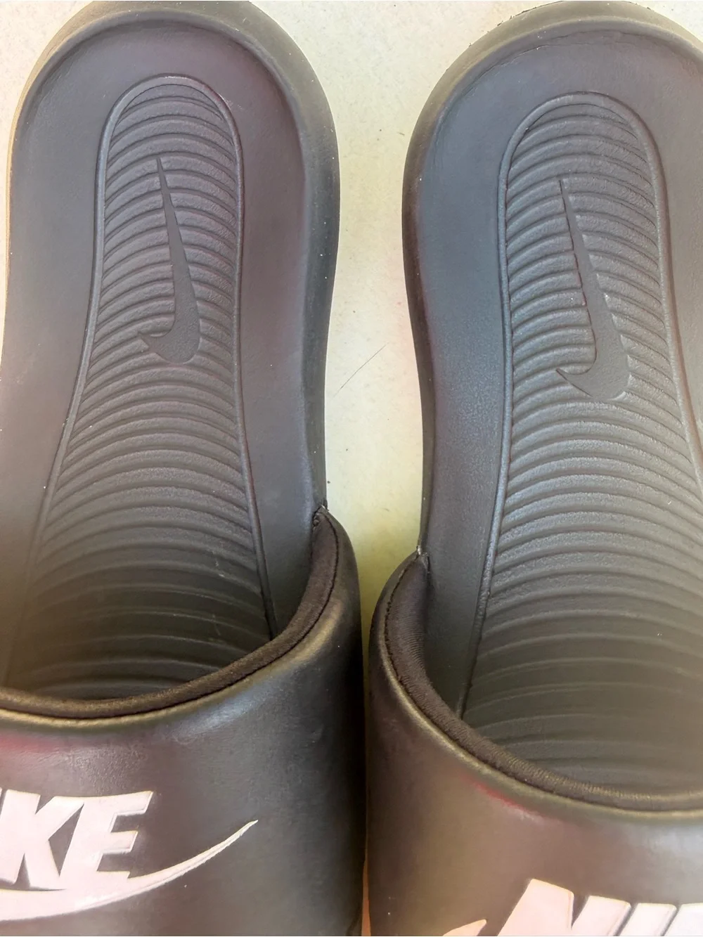 Men’s Nike Black Slides with White Logo